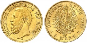 BADEN. Friedrich I., 1852-1907. J. 185, EPA 5/77. 
Ein zweites Exemplar.
kl. Kr., ss / vz