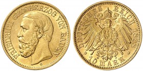 BADEN. Friedrich I., 1852-1907. J. 188, EPA 10/4. 
10 Mark 1898.
f. vz