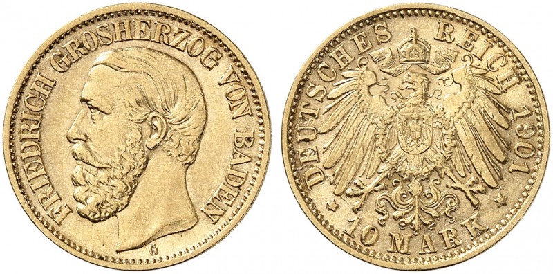 BADEN. Friedrich I., 1852-1907. J. 188, EPA 10/4. 
10 Mark 1901.
vz