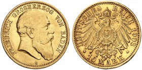 BADEN. Friedrich I., 1852-1907. J. 190, EPA 10/5. 
10 Mark 1903.
ss / vz