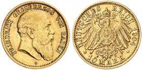 BADEN. Friedrich I., 1852-1907. J. 190, EPA 10/5. 
10 Mark 1904.
ss / vz