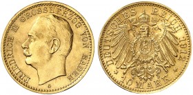 BADEN. Friedrich II., 1907-1918. J. 191, EPA 10/6. 
Ein zweites Exemplar.
Prachtexemplar !
St