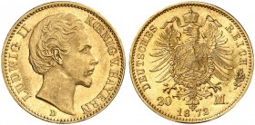 BAYERN. Ludwig II., 1864-1886. J. 194, EPA 20/8. 
20 Mark 1872.
vz