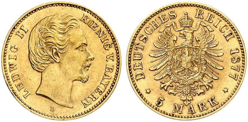 BAYERN. Ludwig II., 1864-1886. J. 195, EPA 5/78. 
Ein zweites Exemplar.
vz - S...