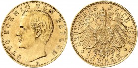 BAYERN. Otto II., 1886-1913. J. 199, EPA 10/10. 
10 Mark 1893.
vz - St