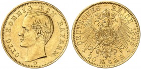 BAYERN. Otto II., 1886-1913. J. 200, EPA 20/10. 
20 Mark 1895.
ss / vz