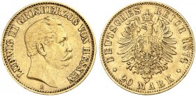 HESSEN. Ludwig III., 1848-1877. J. 217, EPA 20/17. 
20 Mark 1874.
ss