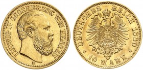 HESSEN. Ludwig IV., 1877-1892. J. 219 H, EPA 10/19. 
10 Mark 1880 H.
ss - vz