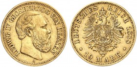 HESSEN. Ludwig IV., 1877-1892. J. 219 A, EPA 10/19. 
10 Mark 1888 A.
ss
