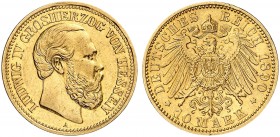 HESSEN. Ludwig IV., 1877-1892. J. 220, EPA 10/20. 
10 Mark 1890.
ss