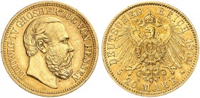 HESSEN. Ludwig IV., 1877-1892. J. 221, EPA 20/18. 
20 Mark 1892.
ss+