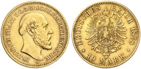 MECKLENBURG - SCHWERIN. Friedrich Franz II., 1842-1883. J. 231, EPA 10/26. 
10 Mark 1878.
ss+