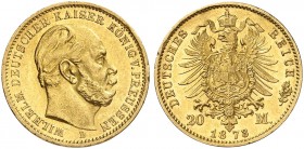 PREUSSEN. Wilhelm I., 1861-1888. J. 243 B, EPA 20/28. 
20 Mark 1873 B.
vz - St