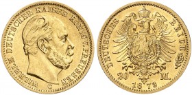 PREUSSEN. Wilhelm I., 1861-1888. J. 243 C, EPA 20/29. 
20 Mark 1873 C.
vz - St