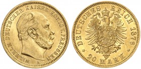 PREUSSEN. Wilhelm I., 1861-1888. J. 246 A, EPA 20/30. 
20 Mark 1876 A.
vz - St