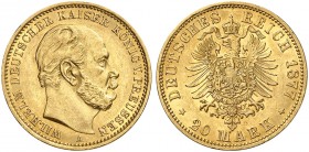 PREUSSEN. Wilhelm I., 1861-1888. J. 246 A, EPA 20/30. 
20 Mark 1877 A.
vz