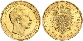PREUSSEN. Wilhelm II., 1888-1918. J. 250, EPA 20/34. 
20 Mark 1889.
vz - St
