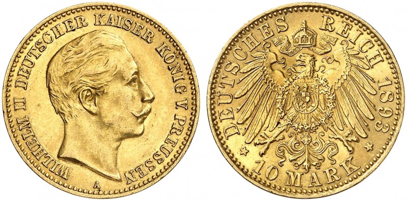 PREUSSEN. Wilhelm II., 1888-1918. J. 251, EPA 10/41. 
10 Mark 1893.
vz