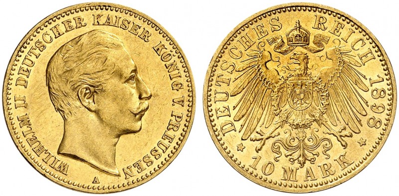 PREUSSEN. Wilhelm II., 1888-1918. J. 251, EPA 10/41. 
10 Mark 1898.
vz - St