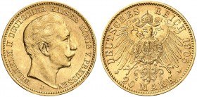 PREUSSEN. Wilhelm II., 1888-1918. J. 252 J, EPA 20/36. 
20 Mark 1905 J.
vz