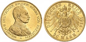 PREUSSEN. Wilhelm II., 1888-1918. J. 253, EPA 20/37. 
20 Mark 1914.
vz - St