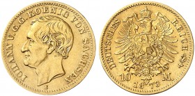 SACHSEN. Johann, 1854-1873. J. 257, EPA 10/43. 
10 Mark 1873.
ss+
