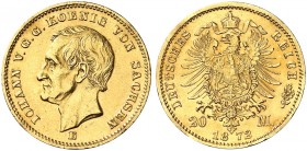 SACHSEN. Johann, 1854-1873. J. 258, EPA 20/40. 
20 Mark 1872.
ss