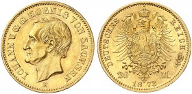 SACHSEN. Johann, 1854-1873. J. 259, EPA 20/41. 
20 Mark 1873.
vz