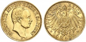 SACHSEN. Friedrich August III., 1904-1918. J. 267, EPA 10/47. 
10 Mark 1912.
vz - St