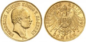 SACHSEN. Friedrich August III., 1904-1918. J. 268, EPA 20/45. 
20 Mark 1905.
vz