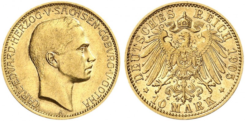 SACHSEN - COBURG - GOTHA. Carl Eduard, 1900-1918. J. 273, EPA 10/48. 
10 Mark 1...