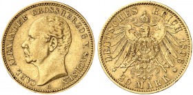 SACHSEN-WEIMAR-EISENACH. Carl Alexander, 1853-1901. J. 282, EPA 20/56. 
20 Mark 1896.
kl. Rdf., ss