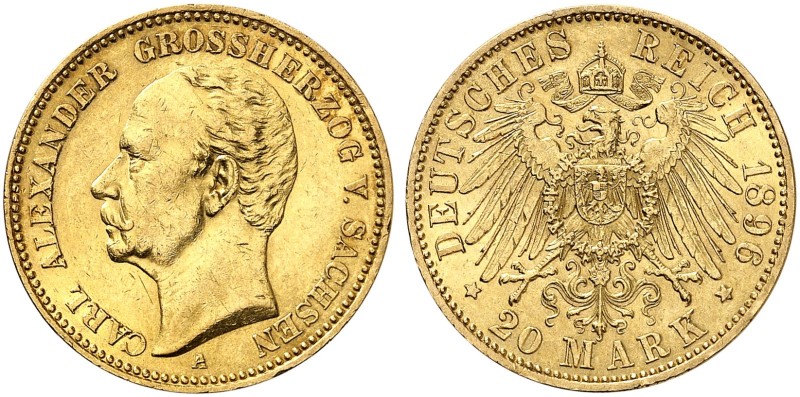 SACHSEN-WEIMAR-EISENACH. Carl Alexander, 1853-1901. J. 282, EPA 20/56. 
Ein fün...