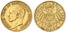 SCHWARZBURG - RUDOLSTADT. Günther Victor, 1890-1918. J. 286, EPA 10/51. 
10 Mark 1898.
ss+