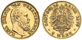 WÜRTTEMBERG. Karl, 1864-1891. J. 291, EPA 5/86. 
Ein drittes Exemplar.
vz - St