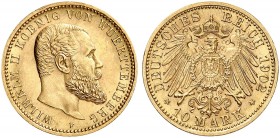 WÜRTTEMBERG. Wilhelm II., 1891-1918. J. 295, EPA 10/55. 
10 Mark 1902.
f. St
