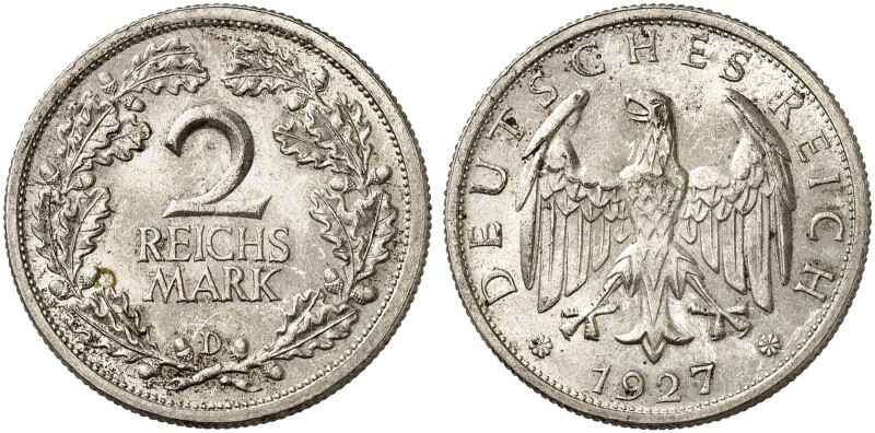 KURS - UND GEDENKMÜNZEN. J. 320, EPA 2/75. 
2 RM 1927 D.
in dieser Erhaltung ä...