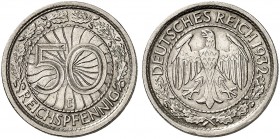 KURS - UND GEDENKMÜNZEN. J. 324, EPA 51. 
50 Reichspfennig 1932 E.
vz