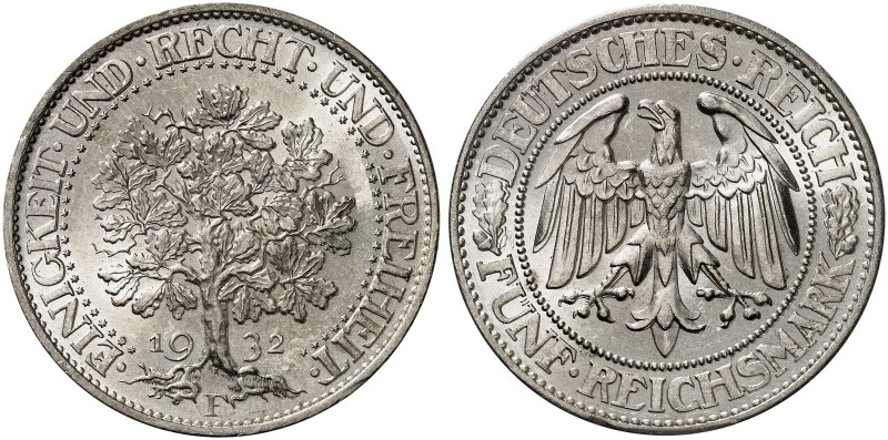 KURS - UND GEDENKMÜNZEN. 5 RM - Kursmünze “Eichbaum”. J. 331, EPA 5/64. 
5 RM 1...