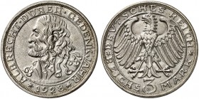 KURS - UND GEDENKMÜNZEN. J. 332, EPA 3/48. 
3 RM 1928 D, Dürer.
f. St