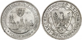 KURS - UND GEDENKMÜNZEN. J. 347, EPA 3/58. 
3 RM 1931 A, Magdeburg.
kl. Kr., vz - St