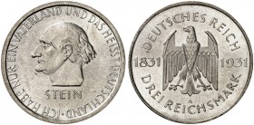 KURS - UND GEDENKMÜNZEN. J. 348, EPA 3/59. 
3 RM 1931 A, Frh. V. Stein.
f. St