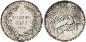 DEUTSCH - NEU - GUINEA. J. N 707, EPA DNG 7. 
5 Mark 1894 A.
ss+