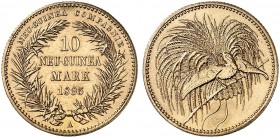 DEUTSCH - NEU - GUINEA. J. N 708, EPA DNG 8. 
10 Mark 1895 A.
Gold, nur 2000 Expl. Geprägt, RR !
vz