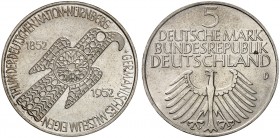 GEDENKMÜNZEN. J. 388, EPA G 1. 
5 DM 1952 D, Germanisches Museum.
vz - St