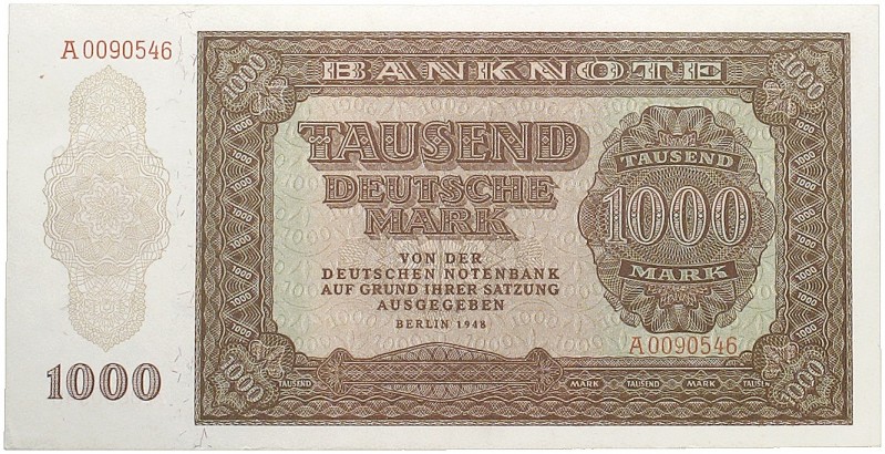 DEUTSCHLAND. DDR. 
1000 Deutsche Mark 1948.
Ros. 347, Gra. SBZ-18 kassenfrisch