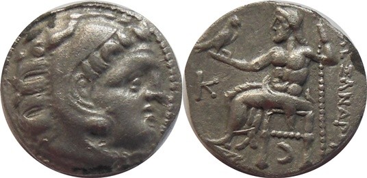 Kings of Macedonia - Alexander III 336-323 BC, Drachm
"Kolophon" Heracles head ...
