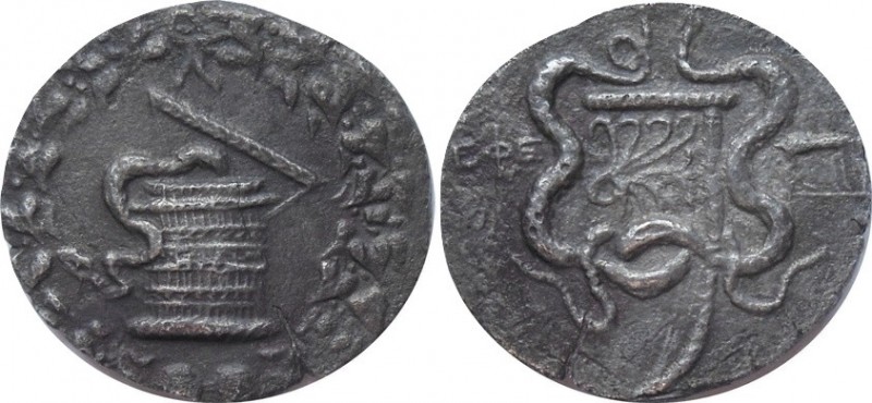 Ionia. Ephesos - 166-160 BC, AR Cistophoric, Tetradrachm 
Av: Basket (cista mys...