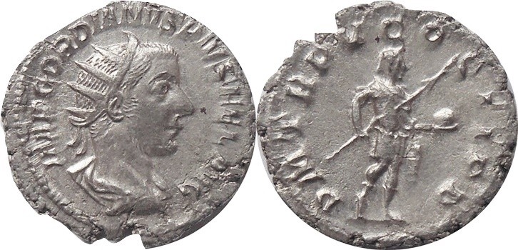 AR Antoninianus - AD 240-244
Radiate draped and cuirassed bust right 
Rev: Gor...