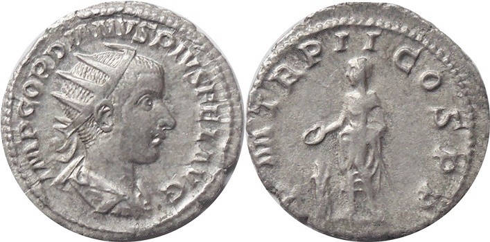 AR Antoninianus - AD 240-244
Radiate draped and cuirassed bust right 
Rev: Apo...